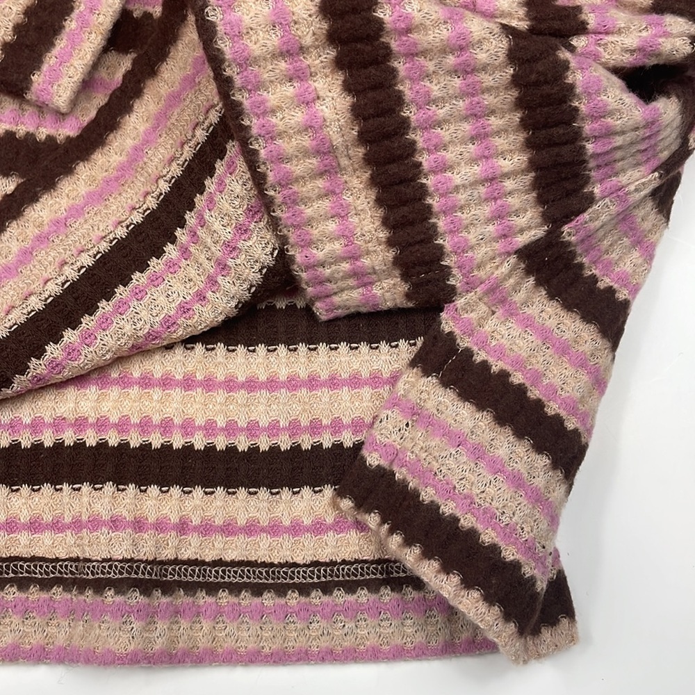 Lush > Pink Waffle Striped Sweater Small - Picture 7 of 9